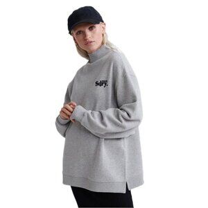 Superdry Ana High Neck Crew Sweatshirt grey oversized cotton blend slouchy 4